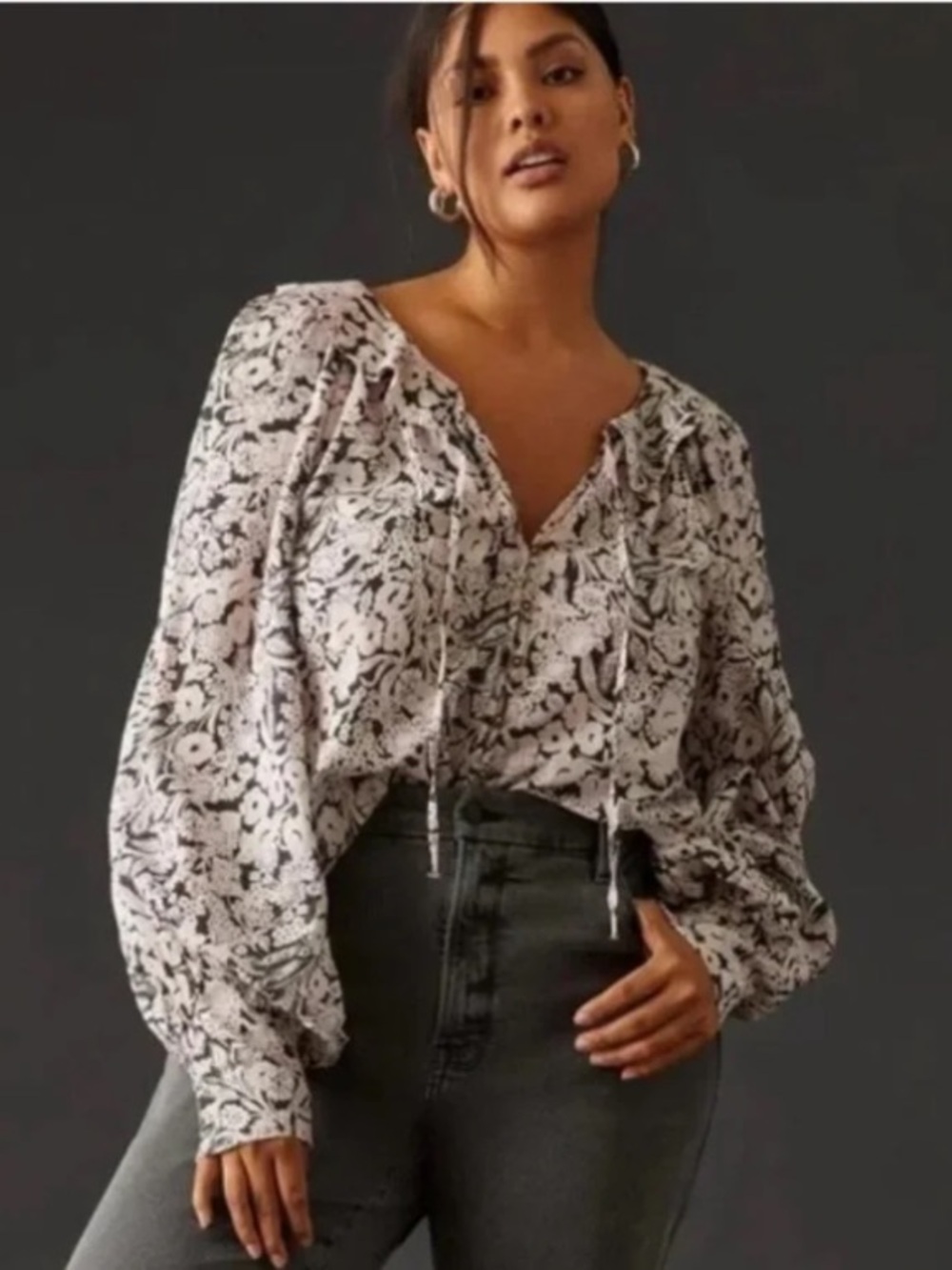 By Anthropologie Floral Button Up Peasant Blouse Womens' Small